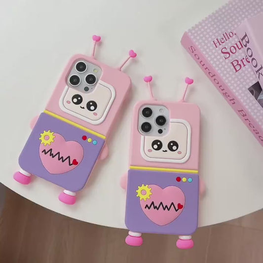 Robot Design 3D Silicone iPhone Case With Antenna Ears