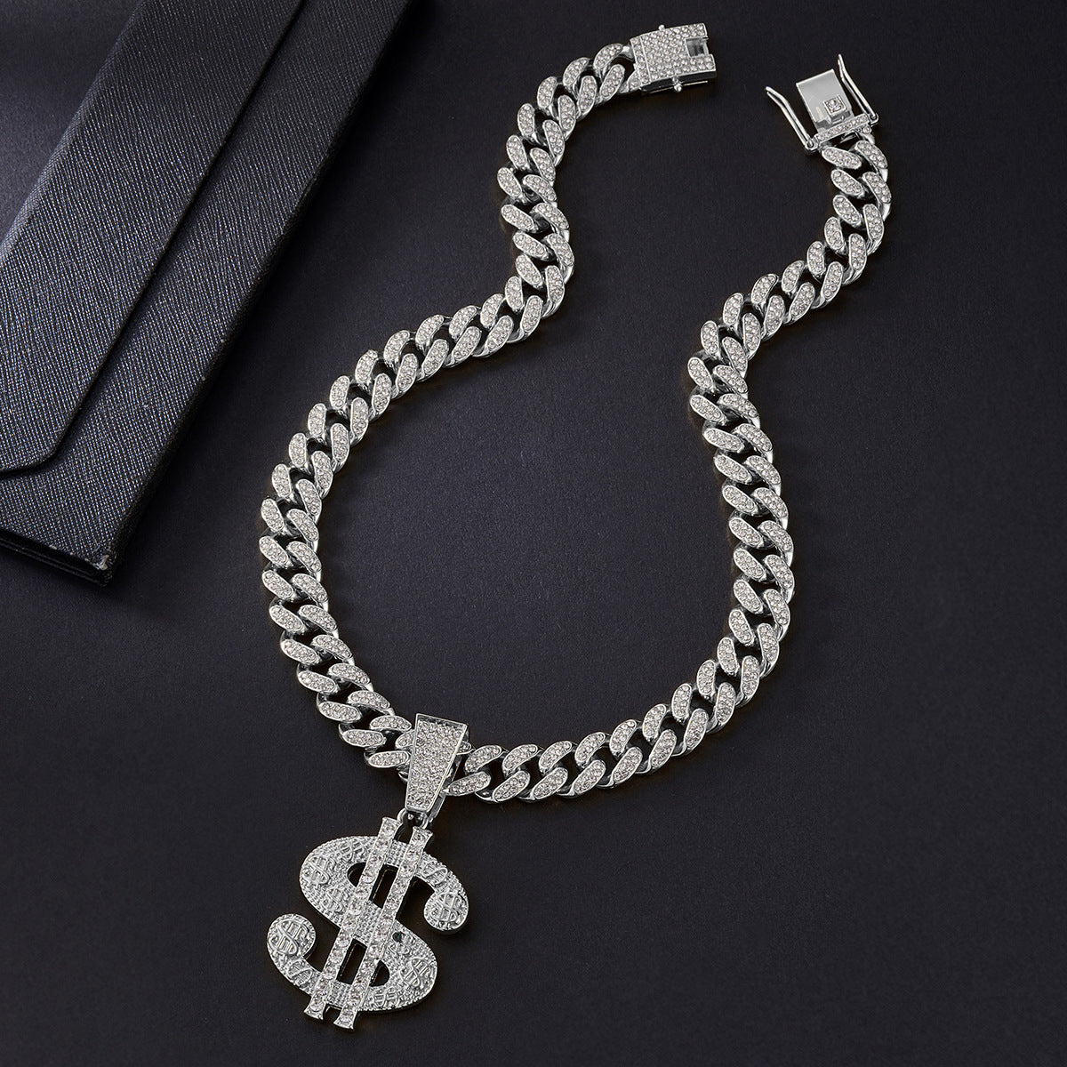 Chunky Diamond Drip Cuban Chain Hip Hop Pendant Necklace