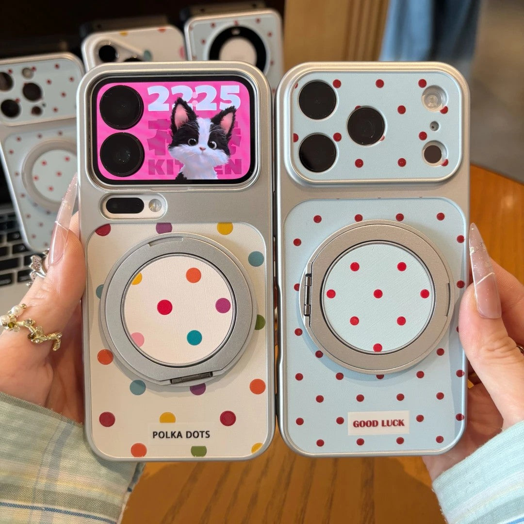 Vibrant Polka Dot Rotating Stand iPhone 17 Pro Max Case