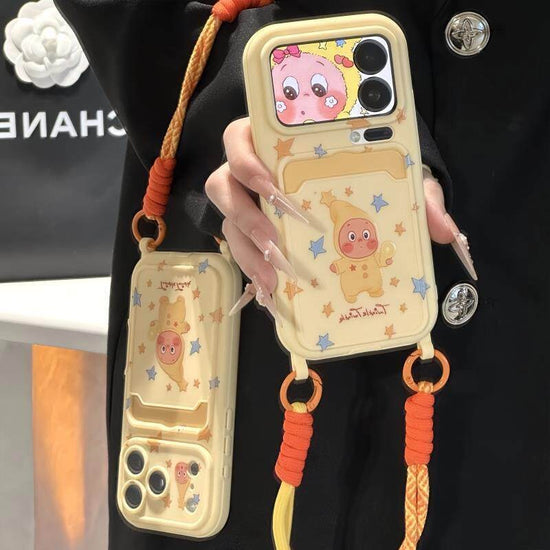 Cute Yellow Star Phone Case w Card Holder  Lanyard