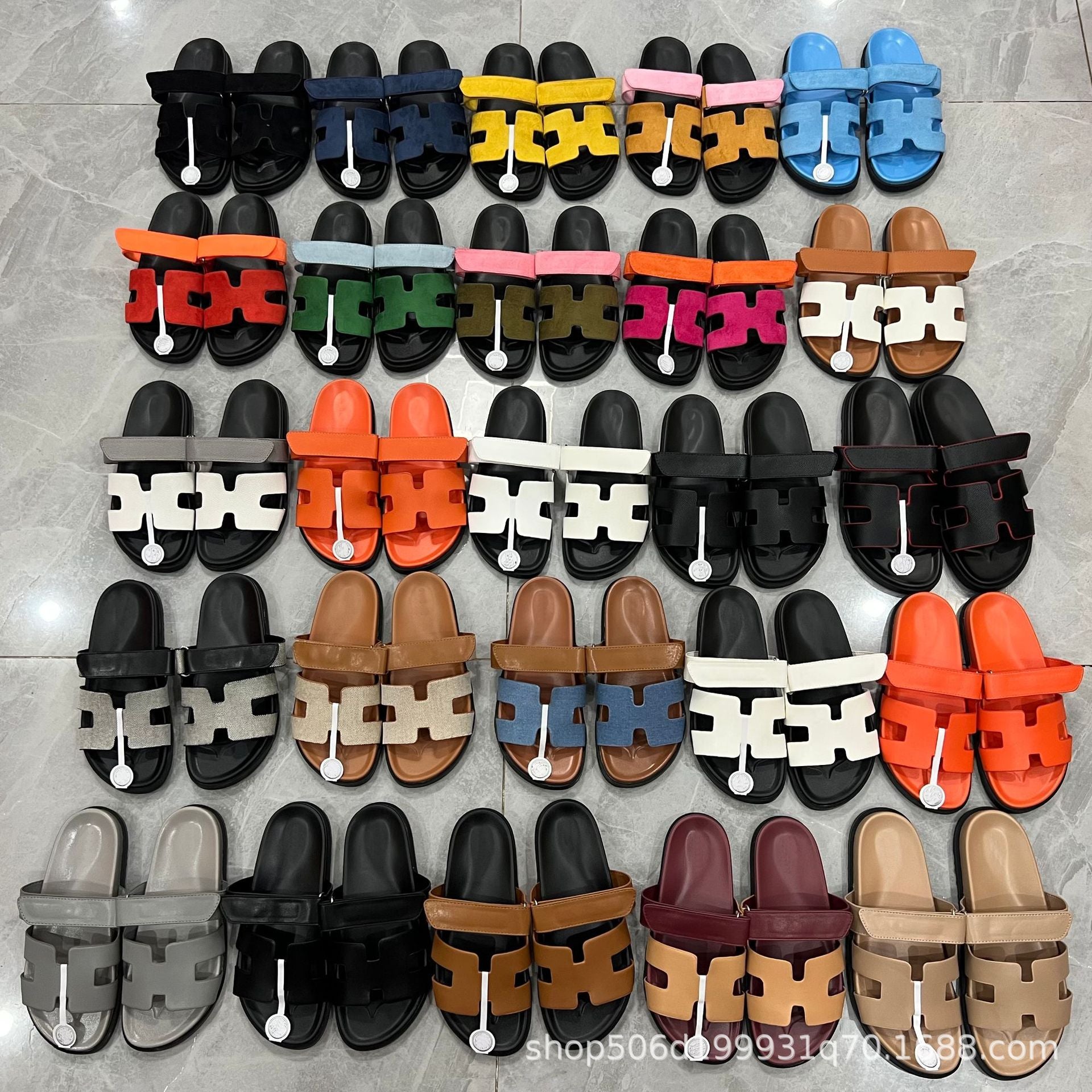 Genuine Leather Velcro Flat Sandals  Summer 2025 Collection