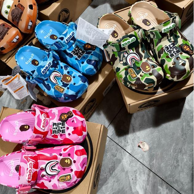 BAPE x Crocs Camo Ape Head SlipOn Sandals
